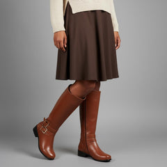 Tuhoomall Knee High Boots For Women With Round Toe And Low Chunky Heel, Classic Style For Parties And Performances, Adjustable Buckle Closure, Retro Fashion