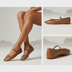 Tuhoomall Comfortable Mary Jane Flat Shoes with Bow, Slip-On Design for Fashionable Everyday Wear in Spring and Summer