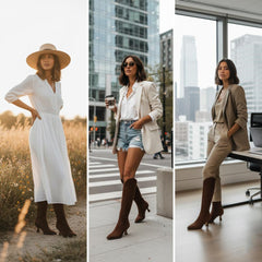 Tuhoomall Stylish Knee-High Boots for Women, Comfortable Cat Heel with Zipper Closure, Classic Solid Color for Casual, Business, and Travel