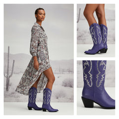 Tuhoomall Western Ankle Boots for Women, Chunky Heel, Rhinestone Embroidery, Slip-On, All-Season Comfortable Casual Style