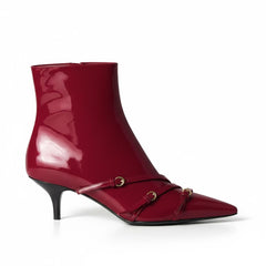 Tuhoomall Fashion Ankle Boots for Women, Comfortable Pointed Toe, Cat Heel with Hardware Buckles, Ideal for Parties and Daily Wear, Casual All-Season Style