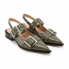 Tuhoomall Comfortable Low Heel Platform Shoes with Adjustable Metal Buckle for Casual and Office Use, Ideal for All-Season Wear