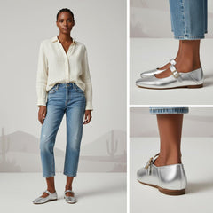 Tuhoomall Comfortable Flat Shoes For Women, Classic Office Style, Adjustable Buckle, Solid Color Design, Perfect For Spring And Summer