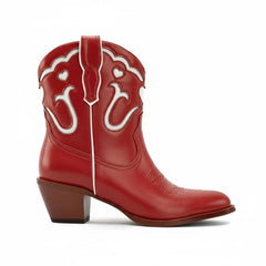 Tuhoomall Fashion Casual Chunky Heel Ankle Booties with Embroidered Hearts, Slip-On Design for All Seasons