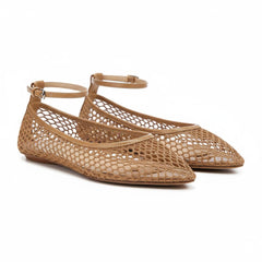 Tuhoomall Woven Flat Sandals for Women - Stylish Pointed Toe Design with Adjustable Buckle for Parties and Performances