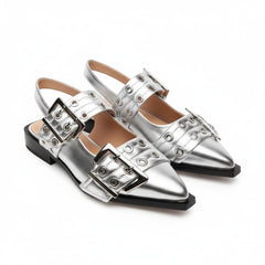 Tuhoomall Comfortable Low Heel Platform Shoes with Adjustable Metal Buckle for Casual and Office Use, Ideal for All-Season Wear