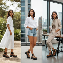 Tuhoomall Fashionable Women's Loafers Ankle Boots With 6cm Thick Sole For Everyday Use Stylish Waterproof Design In Solid Color