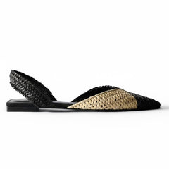 Tuhoomall Comfortable Bohemian Style Flat Sandals for Spring, Woven Design with Back Strap and Rubber Sole, Perfect for Casual Work and Daily Wear
