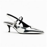Tuhoomall Pointed-Toe Kitten Heel Pumps for Parties and Performances, Comfortable Adjustable Buckle, Stylish Solid Color Design, Perfect for Weddings and Business Tuhoomall