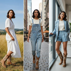 Tuhoomall Western Floral Embroidered Boots for Women - Slip-On, 3.5cm Chunky Heel, Square Toe, Outdoor Fashion, Versatile Everyday Wear