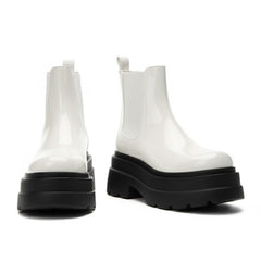 Tuhoomall Fashion Casual Waterproof Ankle Boots with Thick Sole, Round Toe, Easy Slip-On Design for Daily Office Wear