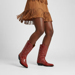 Tuhoomall Western Style Women's Mid-Calf Boots, Comfortable Low Heel, Elegant Embroidery for Parties and Casual Wear