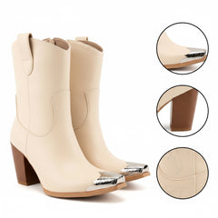 Tuhoomall Casual Almond Toe Chunky Heel Ankle Boots with Zipper for Everyday Office and Street Style