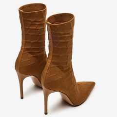 Tuhoomall Fashion Women's Ankle Boots, Stylish Pointed Toe Design, Chic High Stiletto Heels, All-Season Comfort, Easy Slip-On Closure