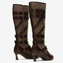 Tuhoomall Knee High Comfort Boots With Adjustable Buckles And Stylish Zippers For Dancing And Party Events