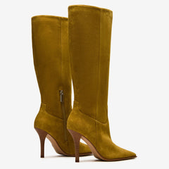 Tuhoomall Fashion Knee-High Boots for Women, Stylish Casual Wear with Chunky Heels and Zipper Detail, Versatile for Work and Everyday Use