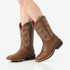 Tuhoomall Western Style Embroidered Ankle Boots for Women, Casual Fashion Footwear with Comfortable Flat Sole, Perfect for All Seasons