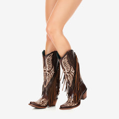 Tuhoomall Western Cowgirl Boots With Fringe And Embroidery, Chic Fashion For Casual Wear, Sturdy Chunky Heel, Perfect For All Seasons