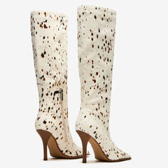 Tuhoomall Fashion Knee-High Boots for Women, Stylish Casual Wear with Chunky Heels and Zipper Detail, Versatile for Work and Everyday Use