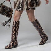 Tuhoomall Knee High Dance Boots For Women, Comfortable Western Style With Animal Print, Durable Rubber Sole, Perfect For Fashion, Travel And Outdoor Events Tuhoomall