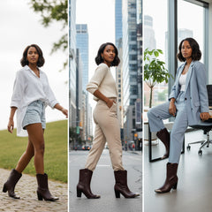 Tuhoomall Casual Almond Toe Chunky Heel Ankle Boots with Zipper for Everyday Office and Street Style