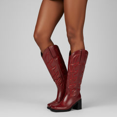 Tuhoomall Fashion Ankle Boots for Women, Floral Embroidery, High Chunky Heels, Casual Chic for All Seasons