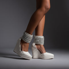 Tuhoomall Wedge Espadrille Sandals with Rhinestones and Zipper Closure for Bohemian Style Summer Travel