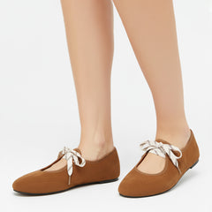 Tuhoomall Comfortable Casual Flat Shoes for Work and Everyday Wear - Low Top Round Toe Design with Rubber Sole in Solid Color