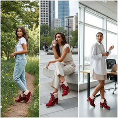 Tuhoomall Fashion Casual Ankle Boots for Women, Classic Street Style, Round Toe, Mid Heel, Lace-Up, Solid Color, Perfect for Winter Wear