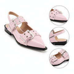 Tuhoomall Comfortable Low Heel Platform Shoes with Adjustable Metal Buckle for Casual and Office Use, Ideal for All-Season Wear