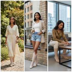 Tuhoomall Stylish Knee-High Boots for Women, Comfortable Cat Heel with Zipper Closure, Classic Solid Color for Casual, Business, and Travel