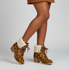 Tuhoomall Fashion Casual Ankle Boots for Women, Classic Street Style, Round Toe, Mid Heel, Lace-Up, Solid Color, Perfect for Winter Wear