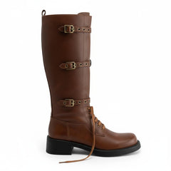 Tuhoomall Retro Comfortable Chunky Ankle Boots with Metal Buckles, Casual Vintage Style for All Seasons Tuhoomall