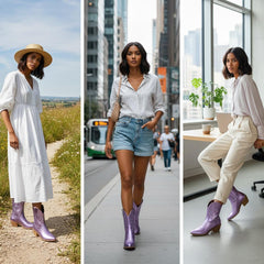 Tuhoomall Western Ankle Boots with Embroidered Pattern, 5cm Chunky Heel, Slip-On Design for Fashion and Travel, Durable Synthetic Fabric Lining