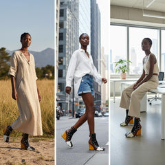 Tuhoomall Fashion Ankle Booties With Zip And Studs, Chunky Wedge Heel, Stylish For Parties And Casual Outings, All-Season Wear