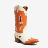Tuhoomall Fashionable Western Mid-Calf Boots for Women, Slip-On Style with Chunky Heel, Unique Star Animal Print Design, All-Season Versatile Footwear Tuhoomall