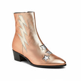 Tuhoomall Pointed-Toe Chunky Heel Ankle Booties with Zipper Closure - Fashionable Floral Applique Design for Parties and Everyday Wear