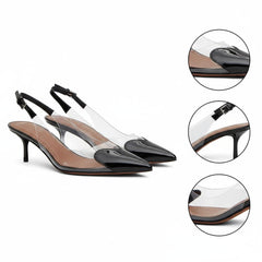 Tuhoomall High Heeled Sandals For Women, Fashion Pointed Toe Design, Mid Heel, Heart Pattern, Perfect For Stylish Outings, Comfortable Rubber Sole