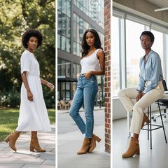 Tuhoomall Fashion Ankle Boots for Women, Comfort Short Booties with Chunky Heels, Casual Office Wear, Adjustable Metal Buckle, Rubber Sole, All-Season Style