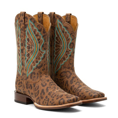 Tuhoomall Western Mid Calf Boots For Women, Chunky Heel, Square Toe, Embroidered Design, Slip-On, Fashion Casual, All Season, Rubber Sole