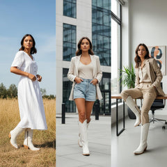 Tuhoomall Stylish Western Mid-Calf Boots for Women - Embroidered Vegan Leather, 2.76in Low Chunky Heel, Perfect for Year-Round Casual Wear