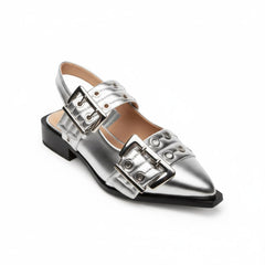 Tuhoomall Comfortable Low Heel Platform Shoes with Adjustable Metal Buckle for Casual and Office Use, Ideal for All-Season Wear