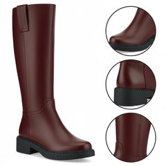 Tuhoomall Fashion Comfort Knee High Boots for Women - Low Heel Zipper Closure, Stylish for Office and Travel, Timeless Solid Color Design