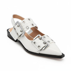 Tuhoomall Comfortable Low Heel Platform Shoes with Adjustable Metal Buckle for Casual and Office Use, Ideal for All-Season Wear
