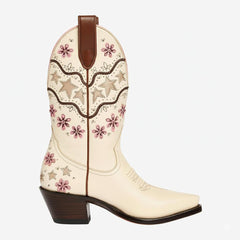Tuhoomall Western Women’s Ankle Boots, Floral Embroidery, Chunky Heel, Casual and Outdoor Style Tuhoomall