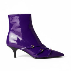 Tuhoomall Fashion Ankle Boots for Women, Comfortable Pointed Toe, Cat Heel with Hardware Buckles, Ideal for Parties and Daily Wear, Casual All-Season Style