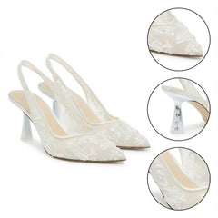 Tuhoomall Stylish Floral High Heels with Beaded Embellishment for Parties, Dancing, and Office Wear Tuhoomall