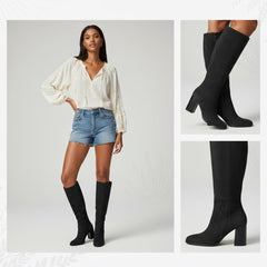 Tuhoomall Fashion Boots with Zipper Closure, Square Toe, Chunky Heel for Party, Office, Casual Wear - All Season Comfortable Style