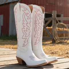 Tuhoomall Comfortable Western Ankle Boots, 2.25 Inch Block Heel, Embroidered Suede, Slip-On Design for All Seasons