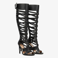Tuhoomall Chic Gladiator High Heel Sandals for Parties - Adjustable Straps, Metal Accents, Open Toe Design, Perfect for Spring and Summer Events Tuhoomall